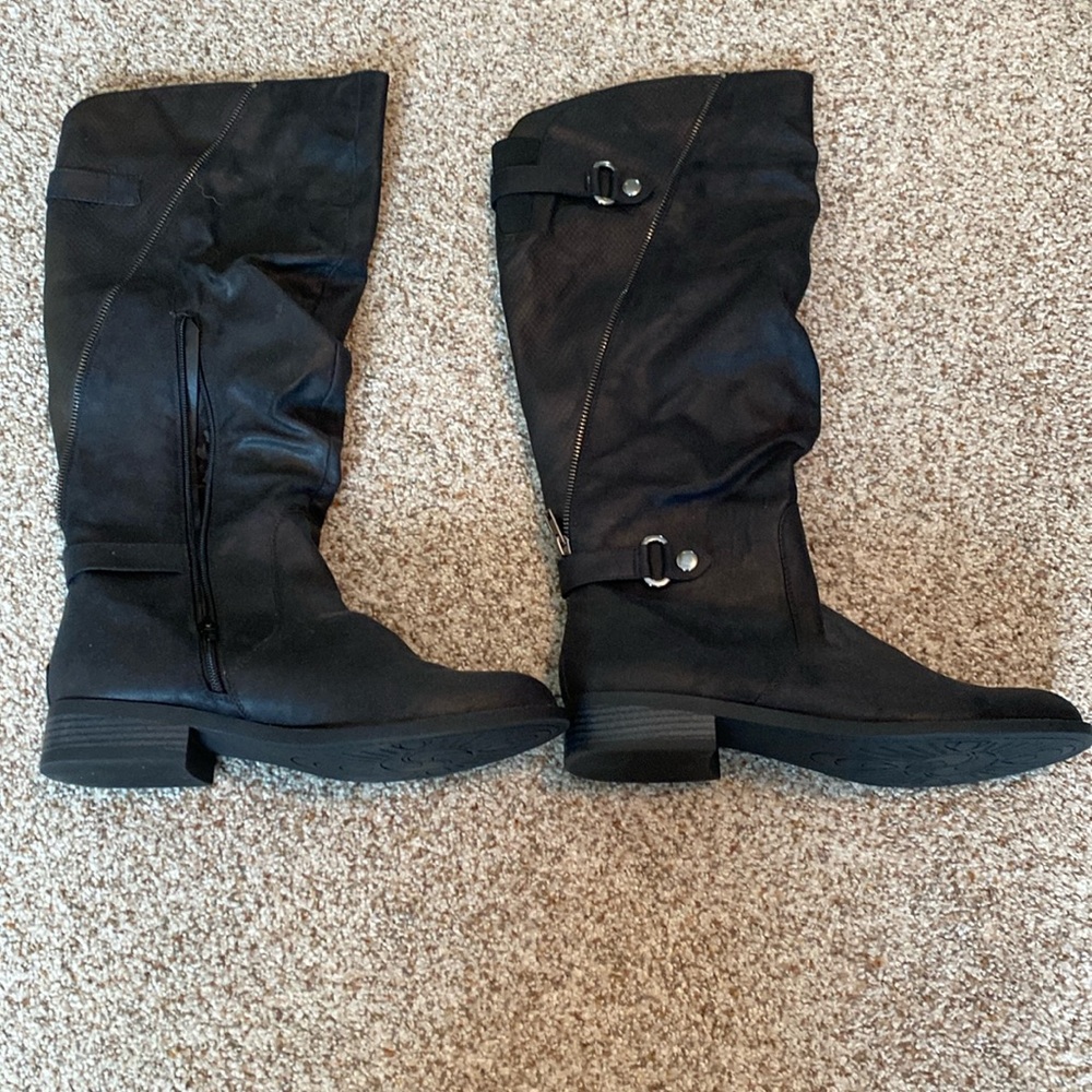 White Mountain Riding Boot Leto 203-W2595 Women's Sz 10M Black Leather